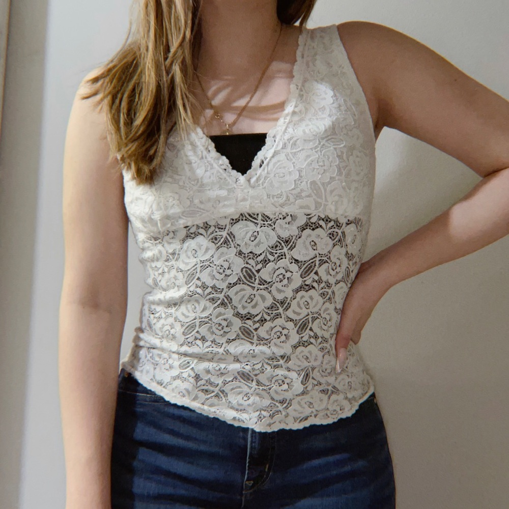 3/12 See through laced tank top